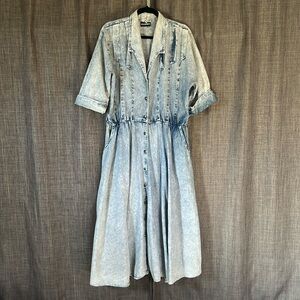 D.B. Designs denim maxi dress with pockets button down size 11/12